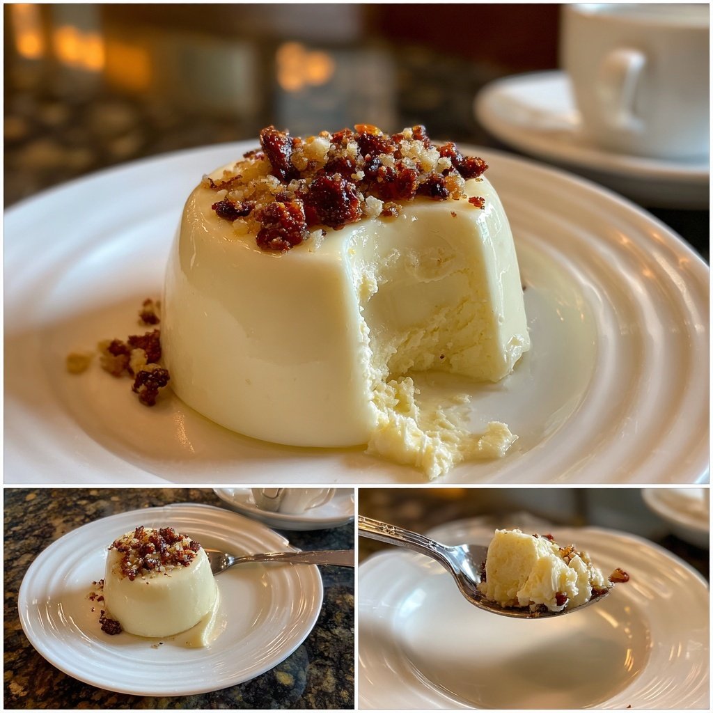 Panna cotta met Amaretto stoofpeertjes