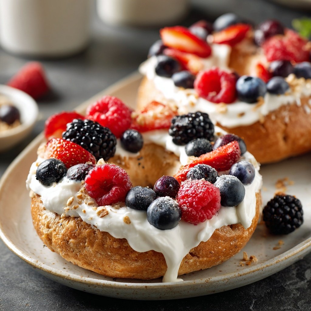 Hohes Protein Griechischer Joghurt Bagels Einfaches Rezept