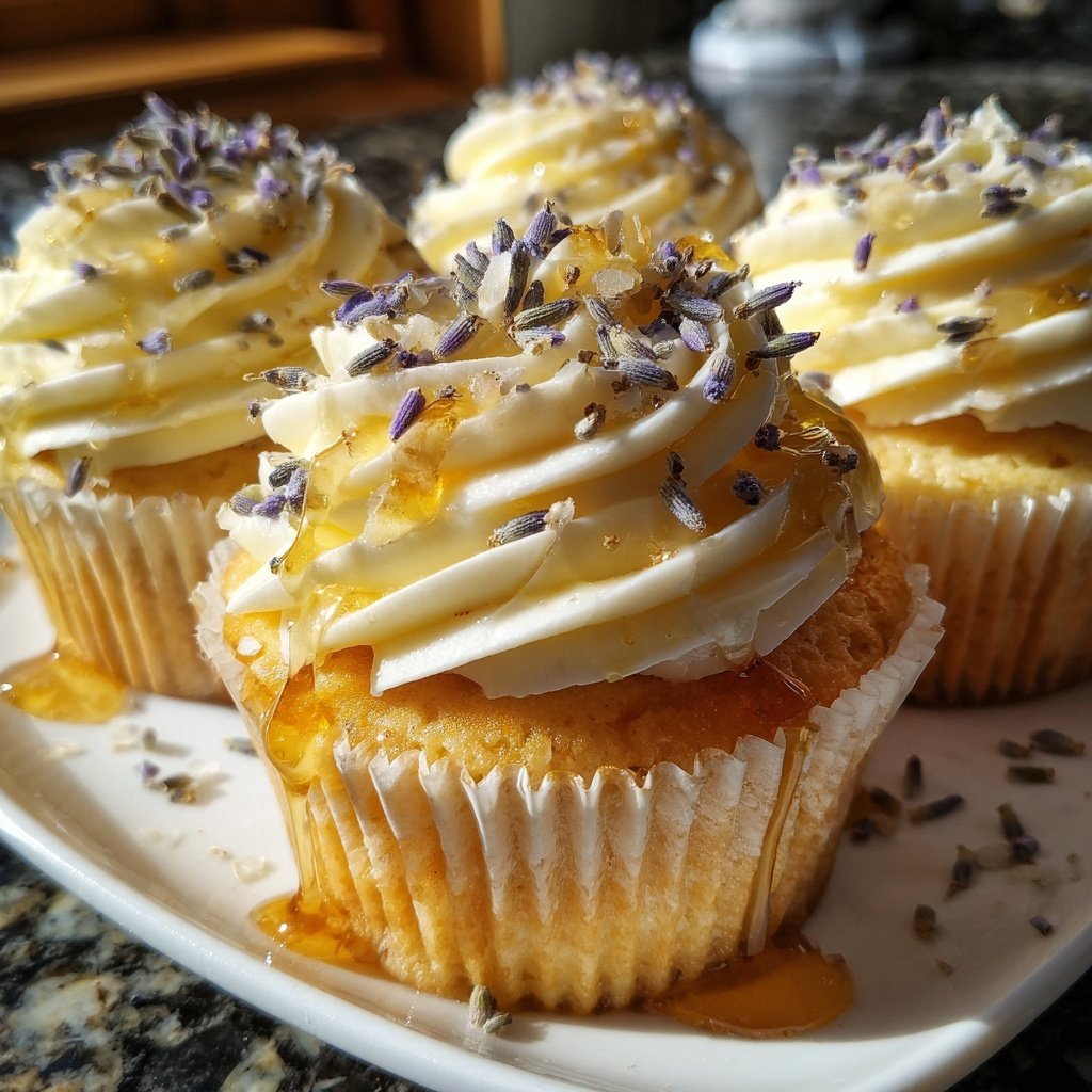 Lavendel Zitronen Cupcakes mit Honig