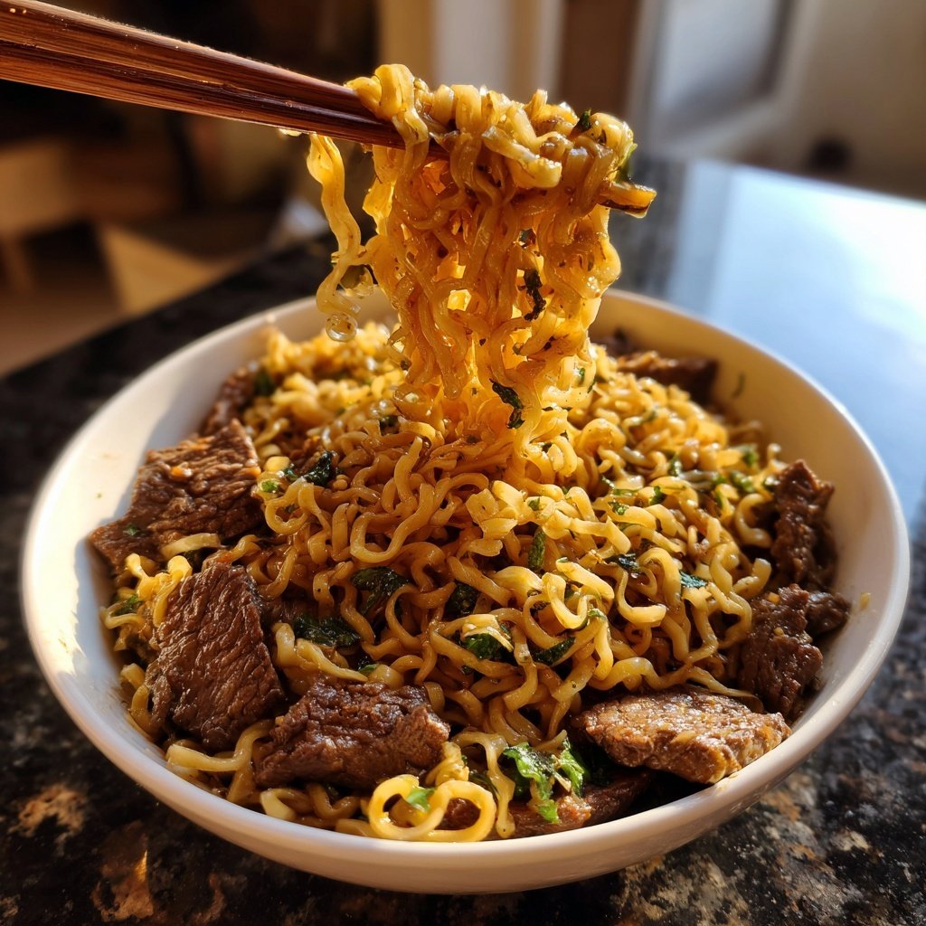 Sesam Ingwer Rindfleisch Nudeln
