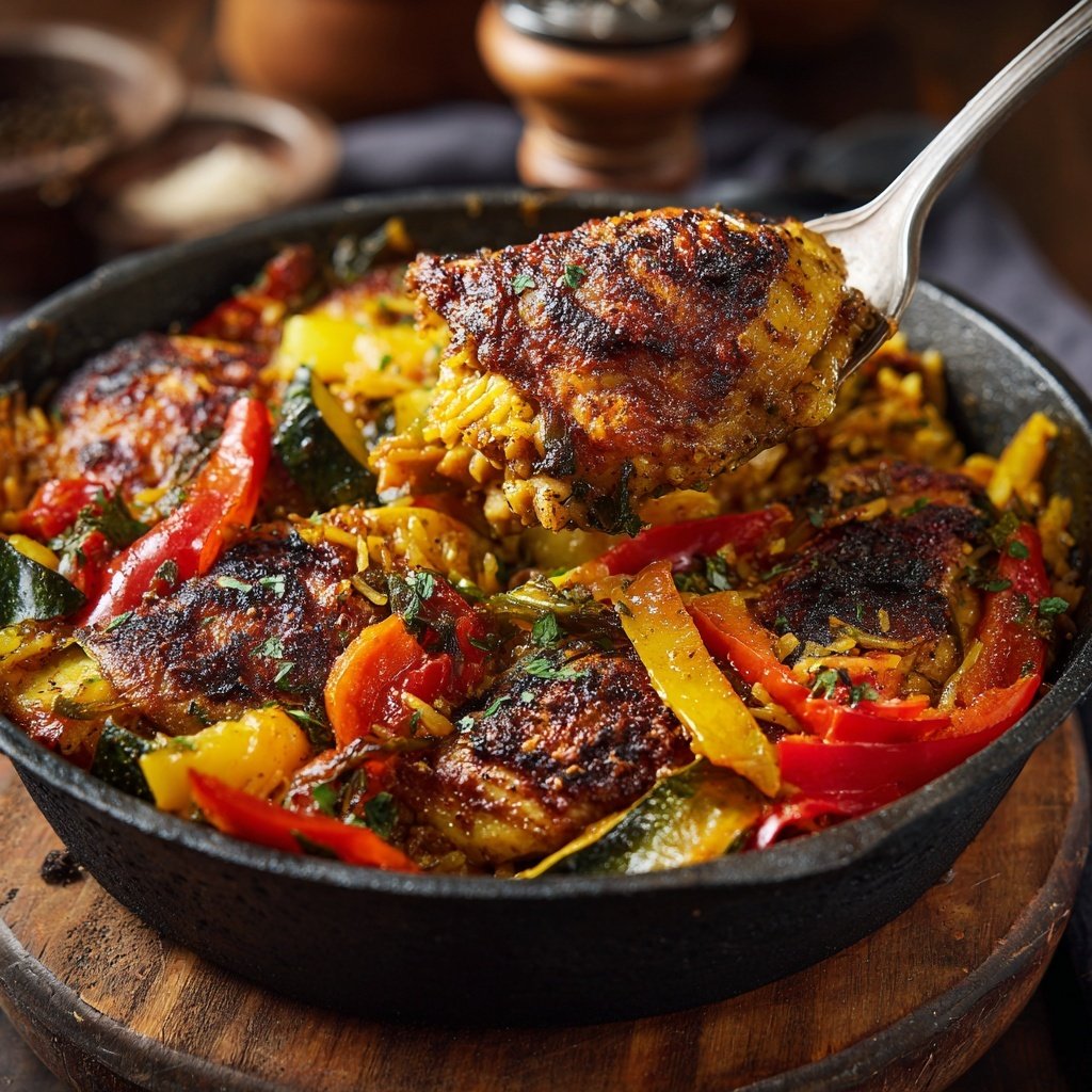 Ein-Topf Huhn Reis Gemüse