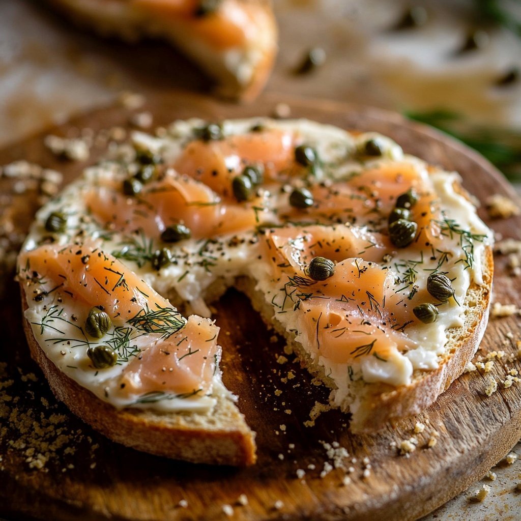 Weihnachtskranz aus geräuchertem Lachs-Bruschetta