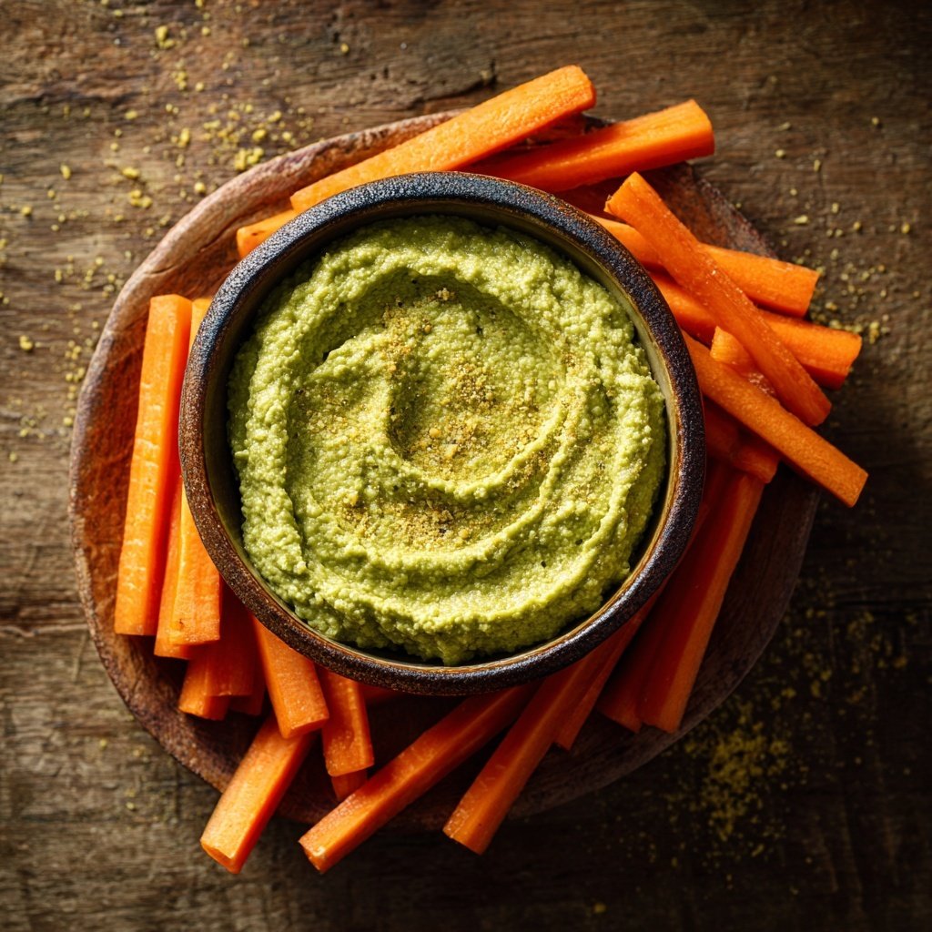 Erbsenhummus mit Karottensticks