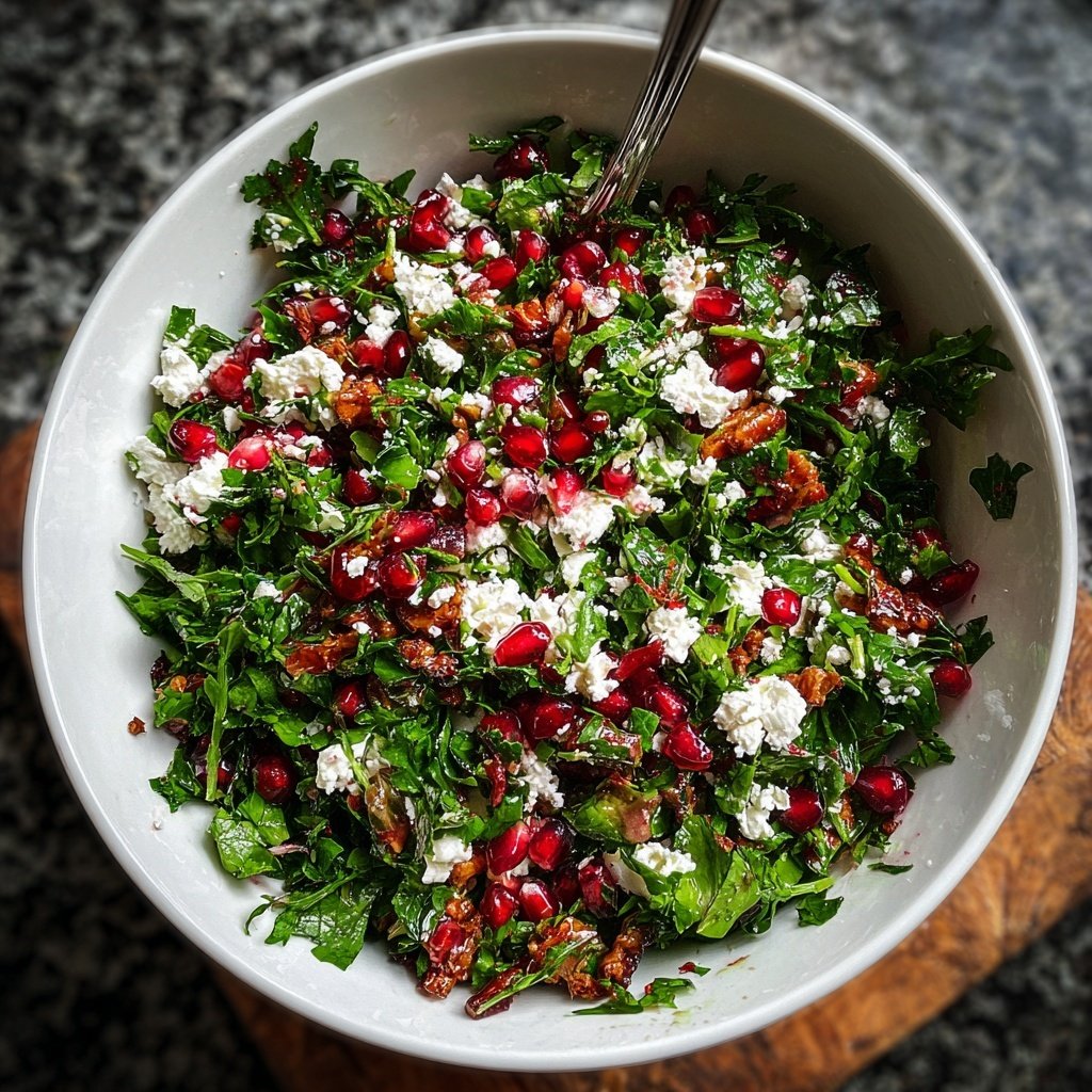 Wildkräutersalat mit Granatapfel und Feta