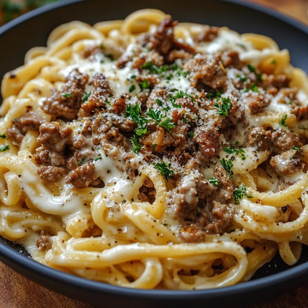 Türkische Pasta mit Hackfleisch und Joghurt-Sauce