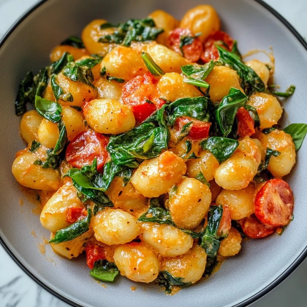 Schnelle Gnocchi-Pfanne mit Tomate & Spinat