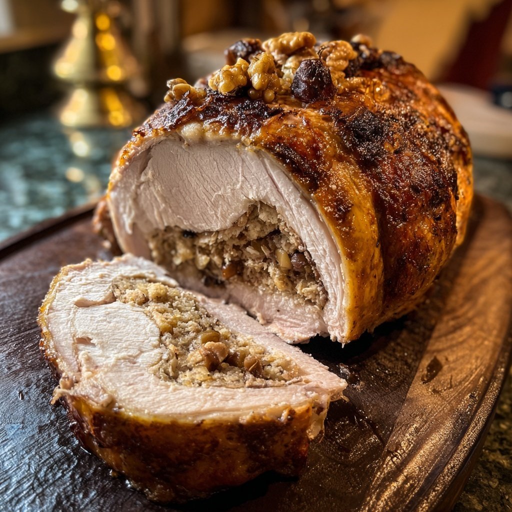 Putenbraten mit Maronenfüllung und Ofenkartoffeln​