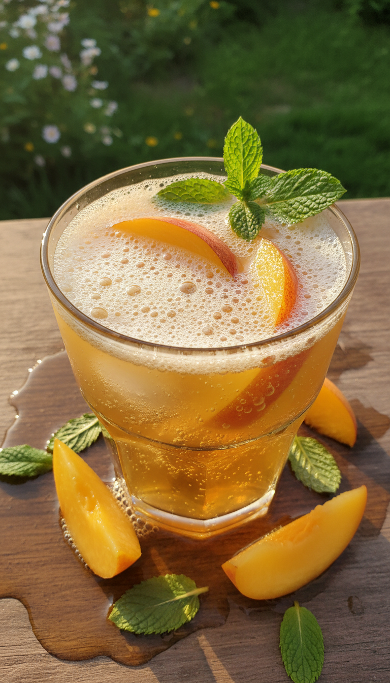 Sprudelnder Pfirsich Eistee