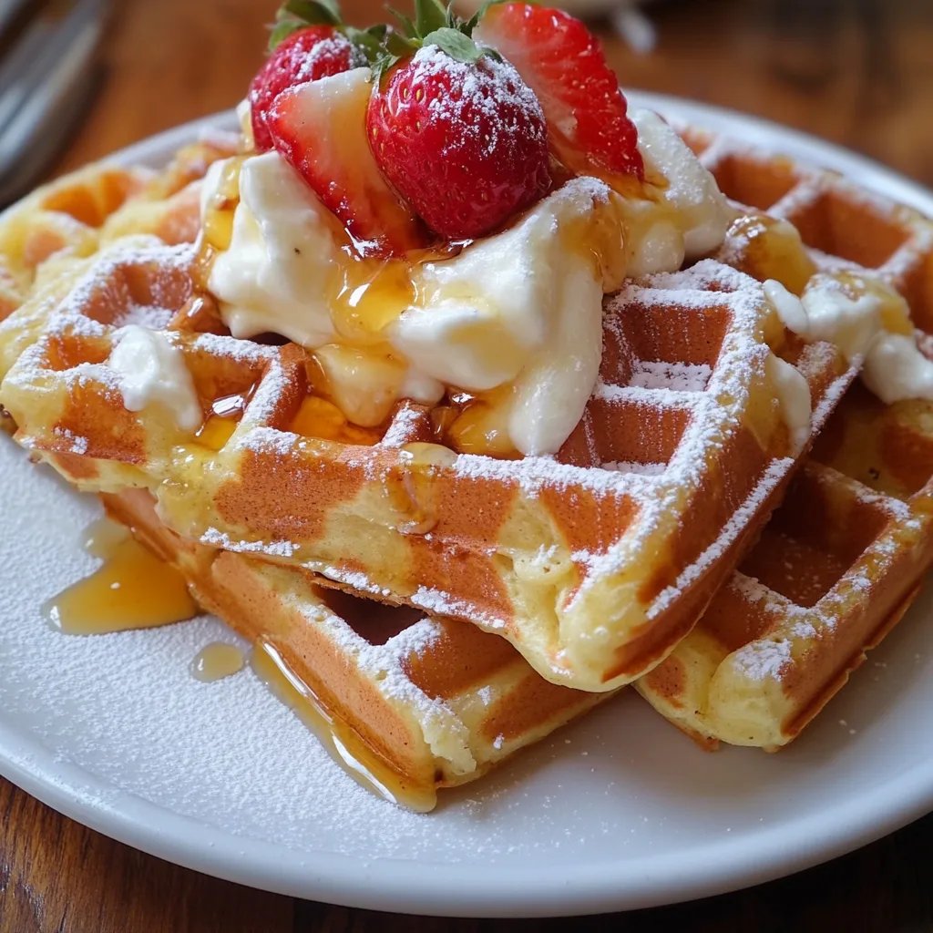 Apfel-Zimt-Waffeln mit Vanillesauce