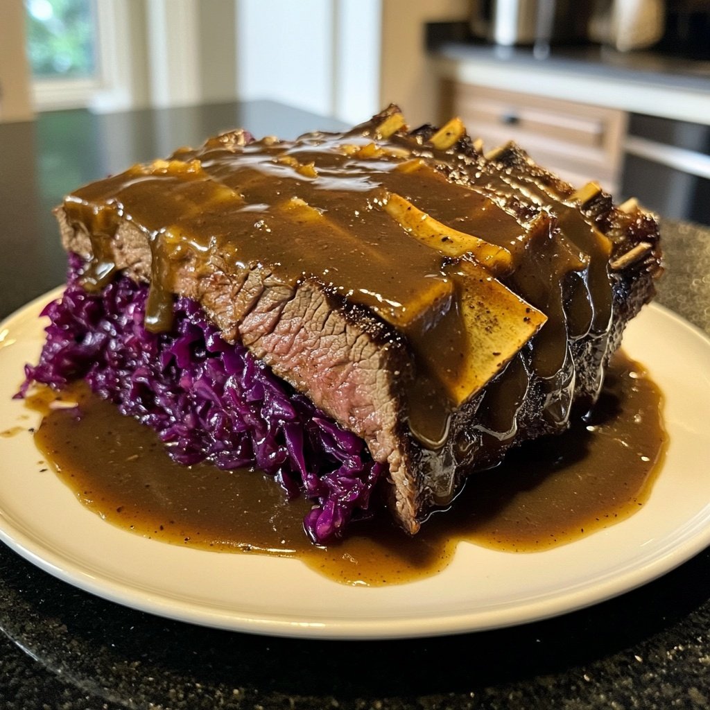 Deftiger Hausmannskost-Rinderbraten mit Rotkohl