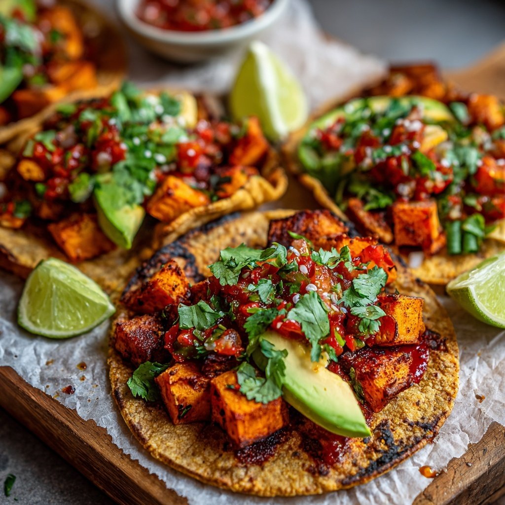 Vegane Süßkartoffel Tacos