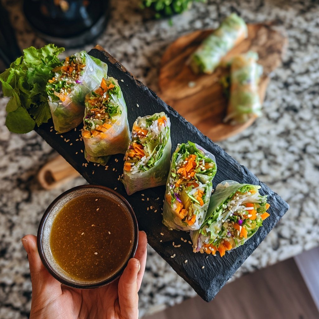 Gemüse-Frühlingsrollen mit Dip-Sauce