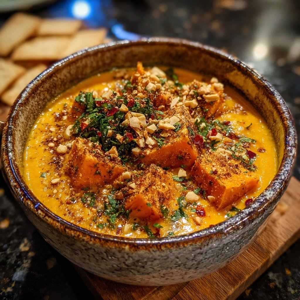 Scharfe Erdnusssuppe Süßkartoffel