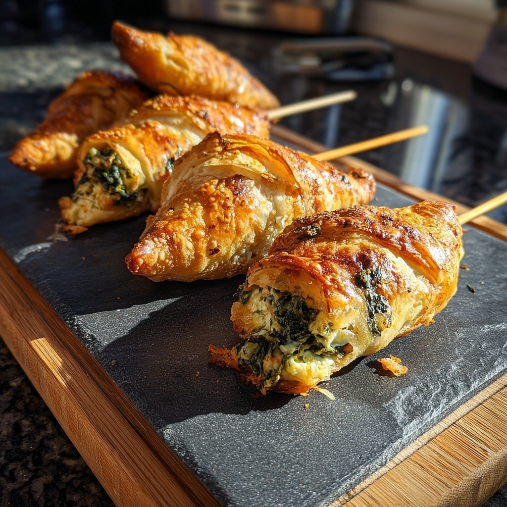 Griechische Spinat-Pies auf Spießen