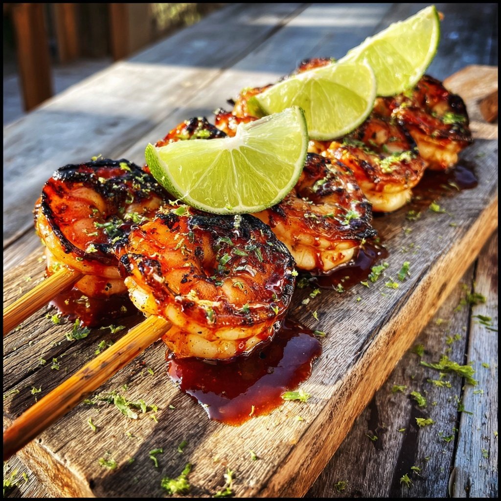Sriracha Limetten Garnelenspieße