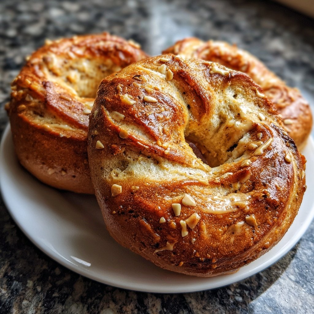 Protein Bagels mit Mandelbutter Wirbel