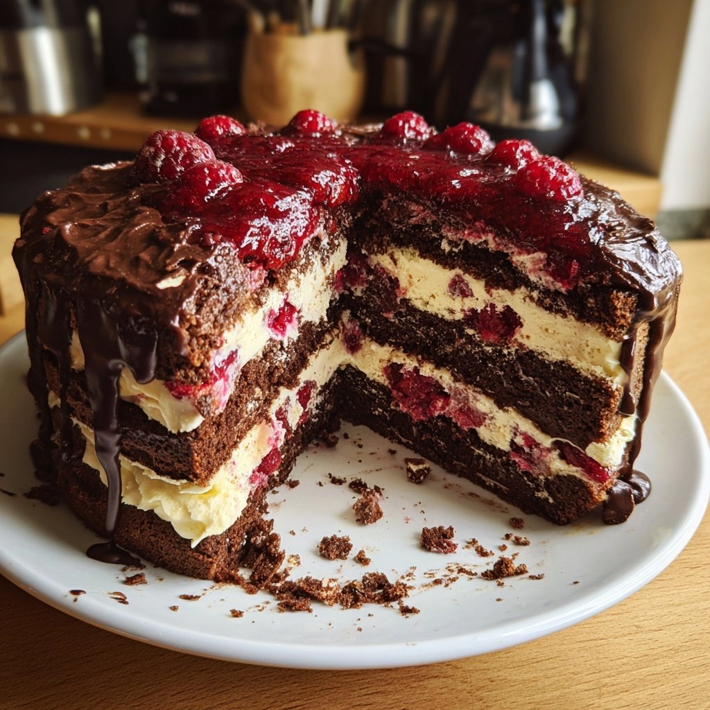 Schoko Himbeer Schichttorte